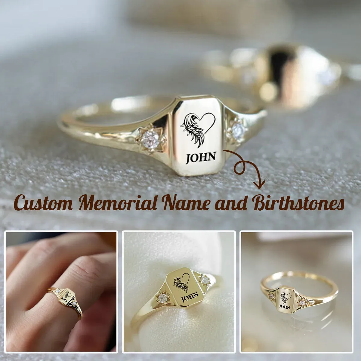Personalized Memorial Ring with Custom Name and Birthstones – A Heartfelt Keepsake for Your Loved Ones